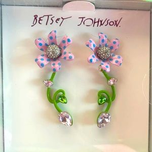Betsy Johnson ENCHANTED FLOWER POST EARRINGS PINK